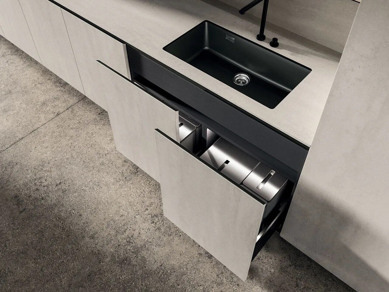 Close-up of ENZO kitchen sink and material quality